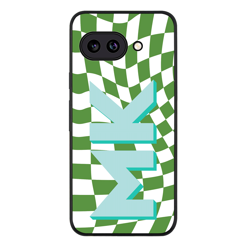 Custom Monogram Initial Wavy Checkerboard, Phone Case - Google