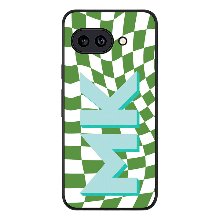 Custom Monogram Initial Wavy Checkerboard, Phone Case - Google