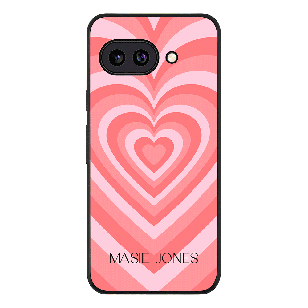 Personalized Name Retro Hearts, Phone Case - Google