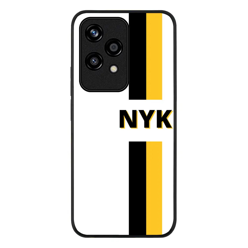 Custom Striped Monogram Phone Case - Honor - 200 Lite / Rugged Black - Stylizedd