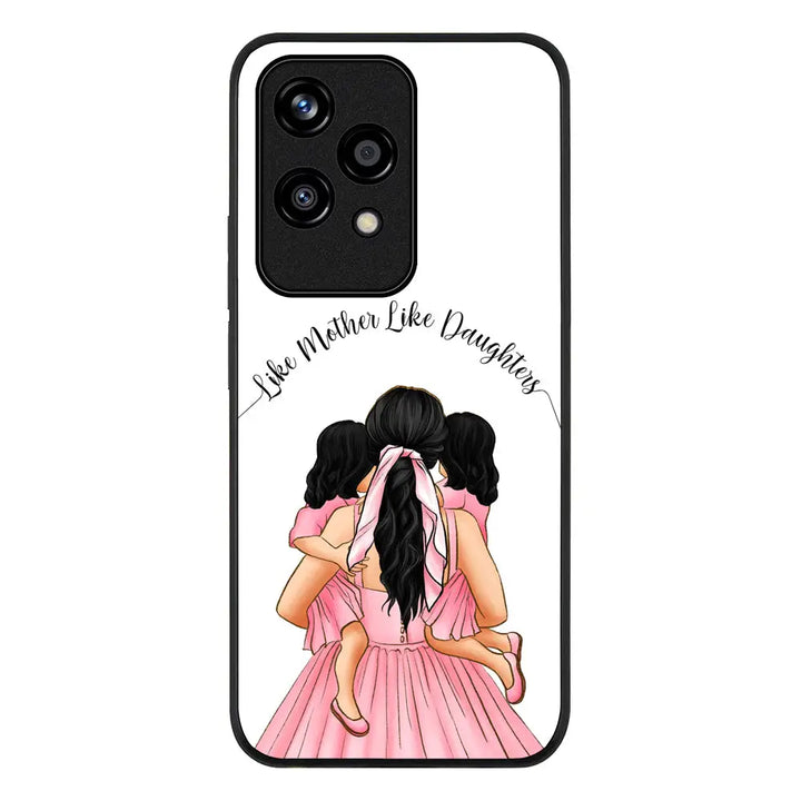 Mother 2 daughters Custom Clipart Text Phone Case - Honor - 200 Lite / Rugged Black - Stylizedd