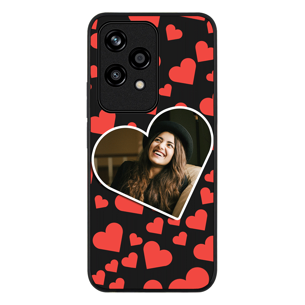 Custom Photo Heart shaped Phone Case - Honor - 200 Lite / Rugged Black - Stylizedd
