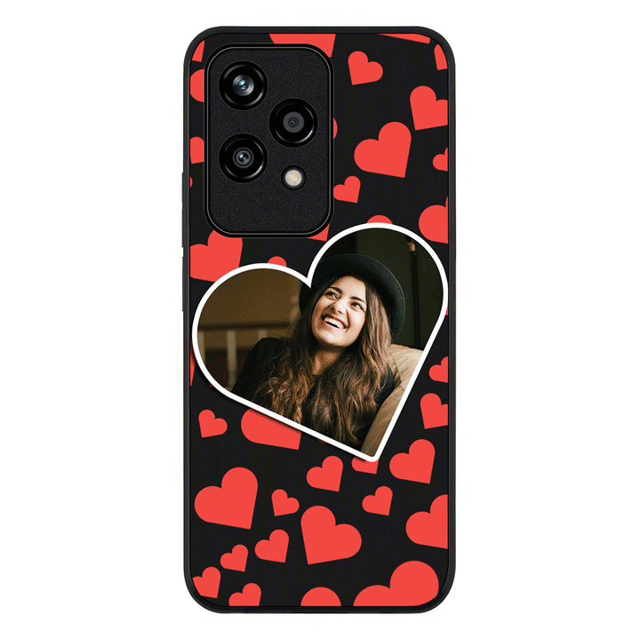Custom Photo Heart shaped Phone Case - Honor - 200 Lite / Rugged Black - Stylizedd