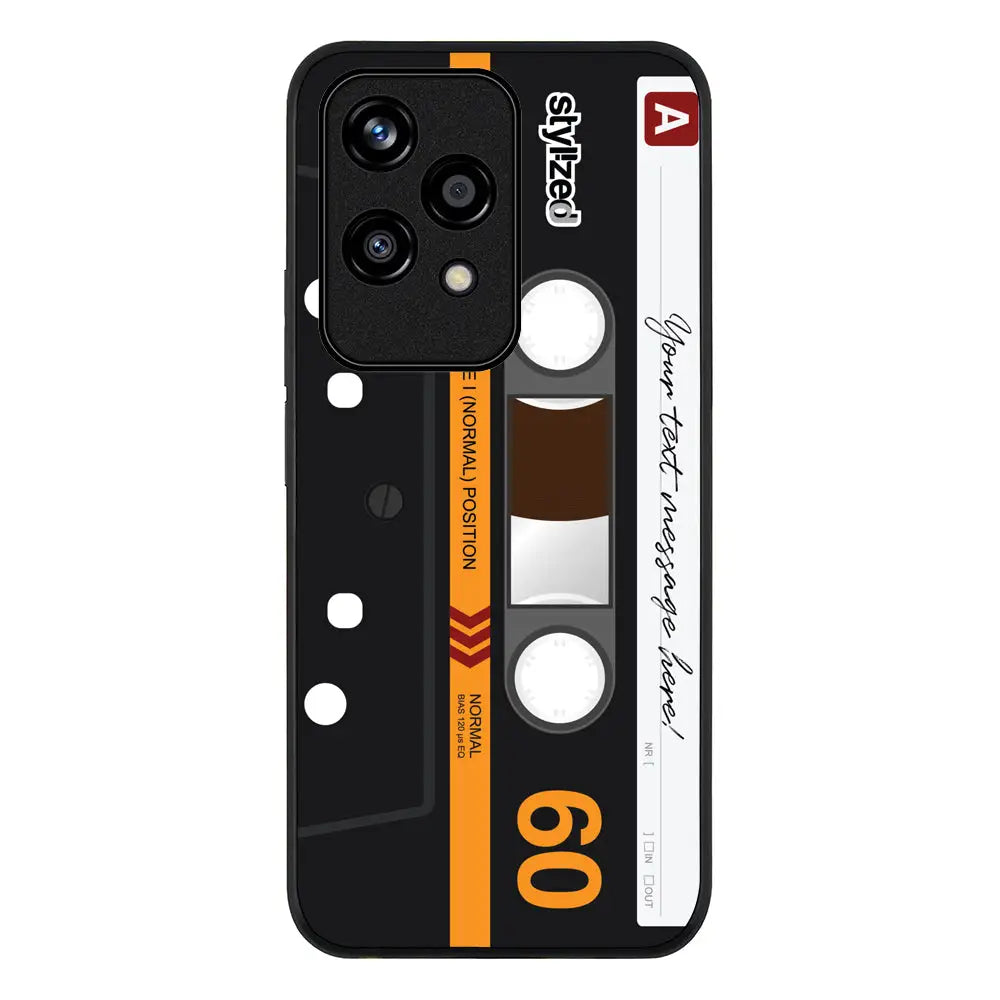 Custom Retro Cassette Tape Phone Case - Honor - 200 Lite / Rugged Black - Photo My Style Android