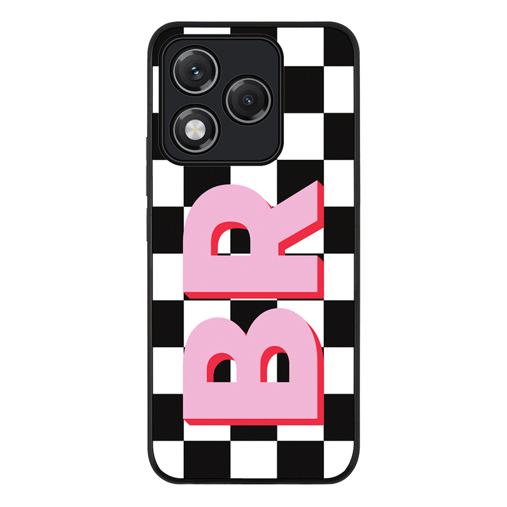 Custom Monogram Initial Checkerboard, Phone Case - Honor