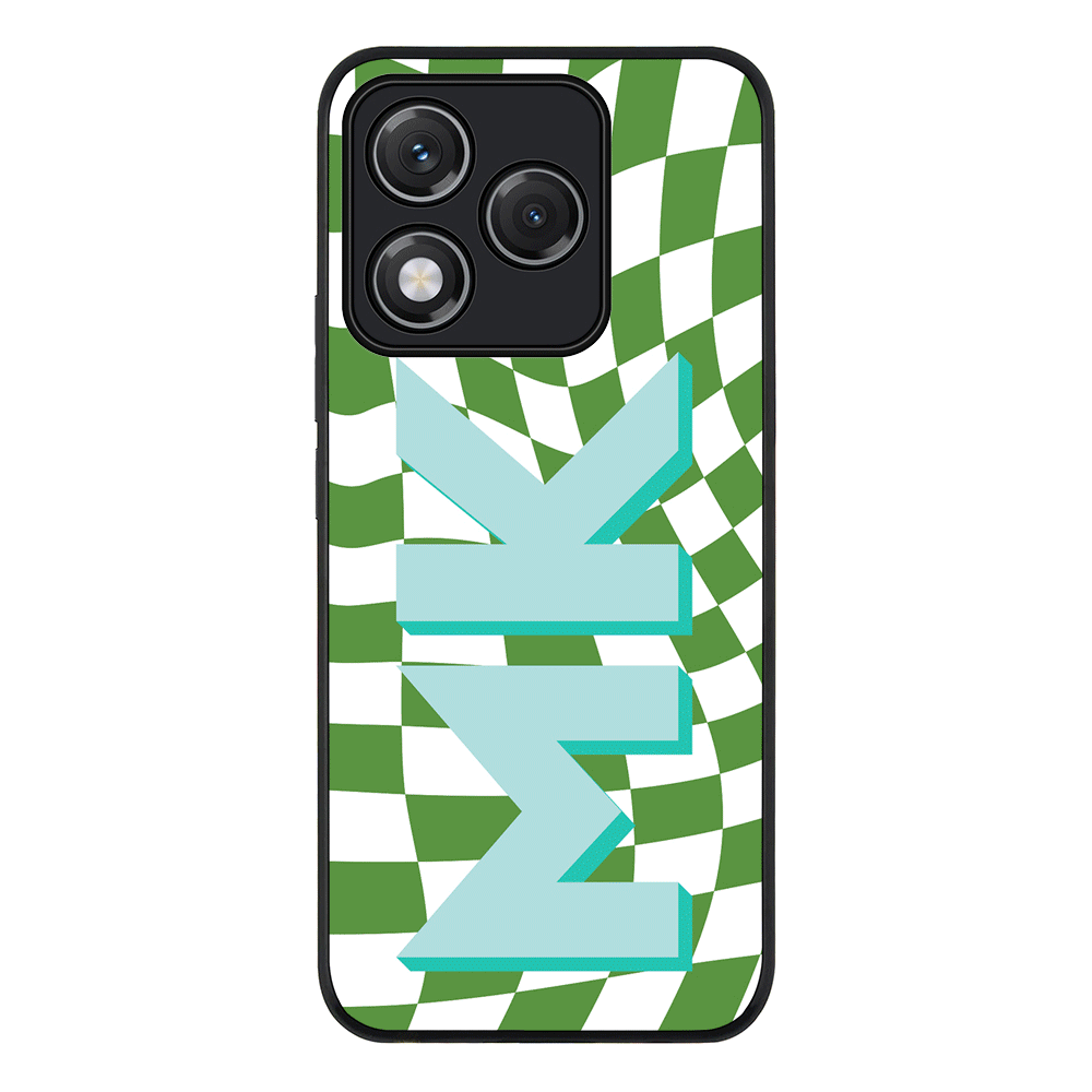 Custom Monogram Initial Wavy Checkerboard, Phone Case - Honor