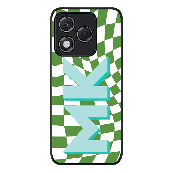 Custom Monogram Initial Wavy Checkerboard, Phone Case - Honor