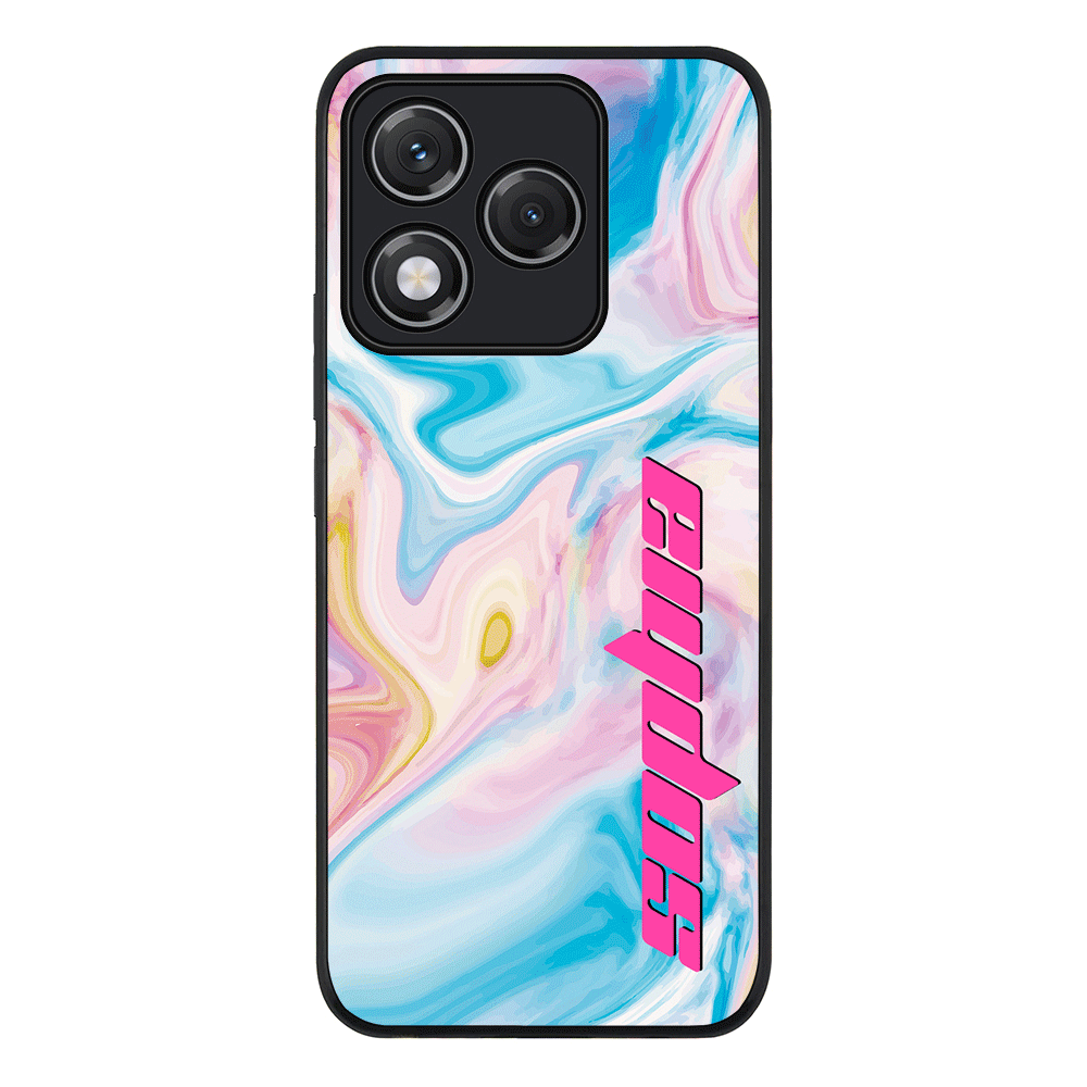 Personalized Text Purple Teal Oceanic Marble Texture, Phone Case - Honor