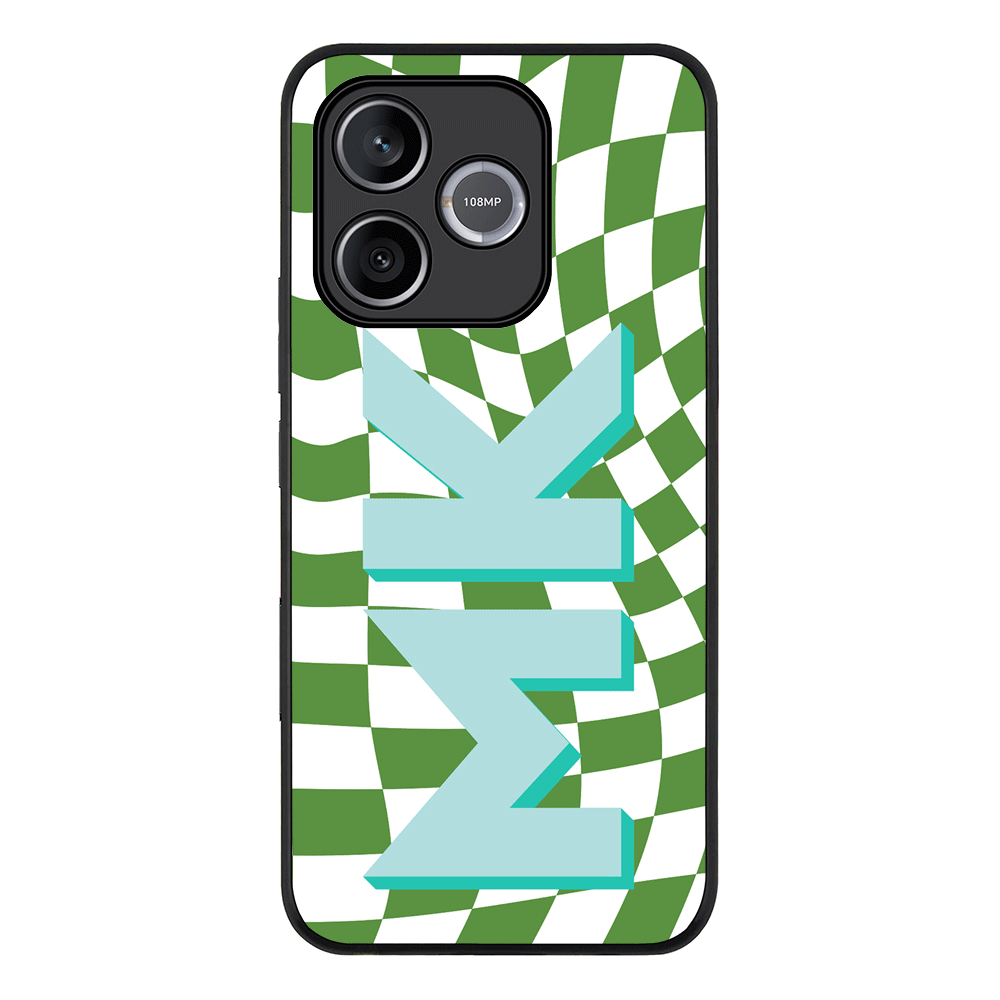 Custom Monogram Initial Wavy Checkerboard, Phone Case - Honor