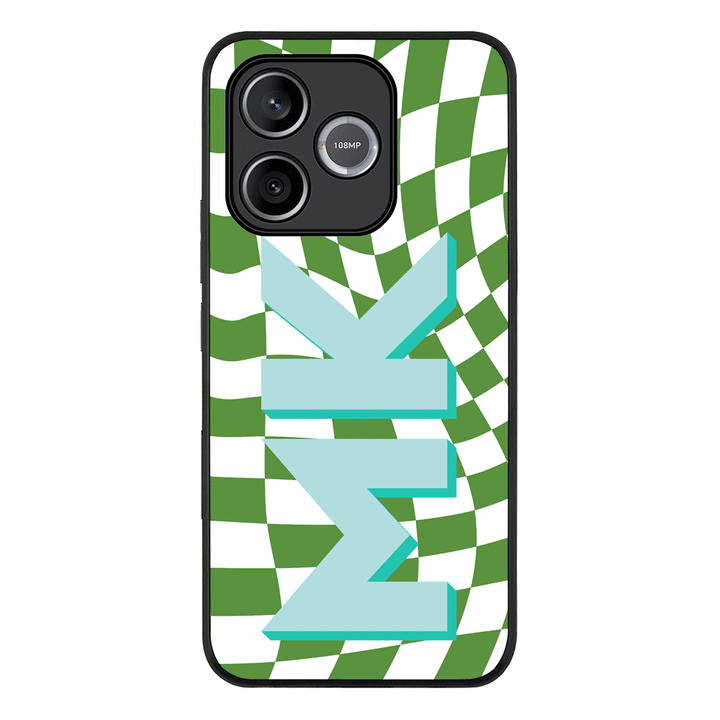 Custom Monogram Initial Wavy Checkerboard, Phone Case - Honor