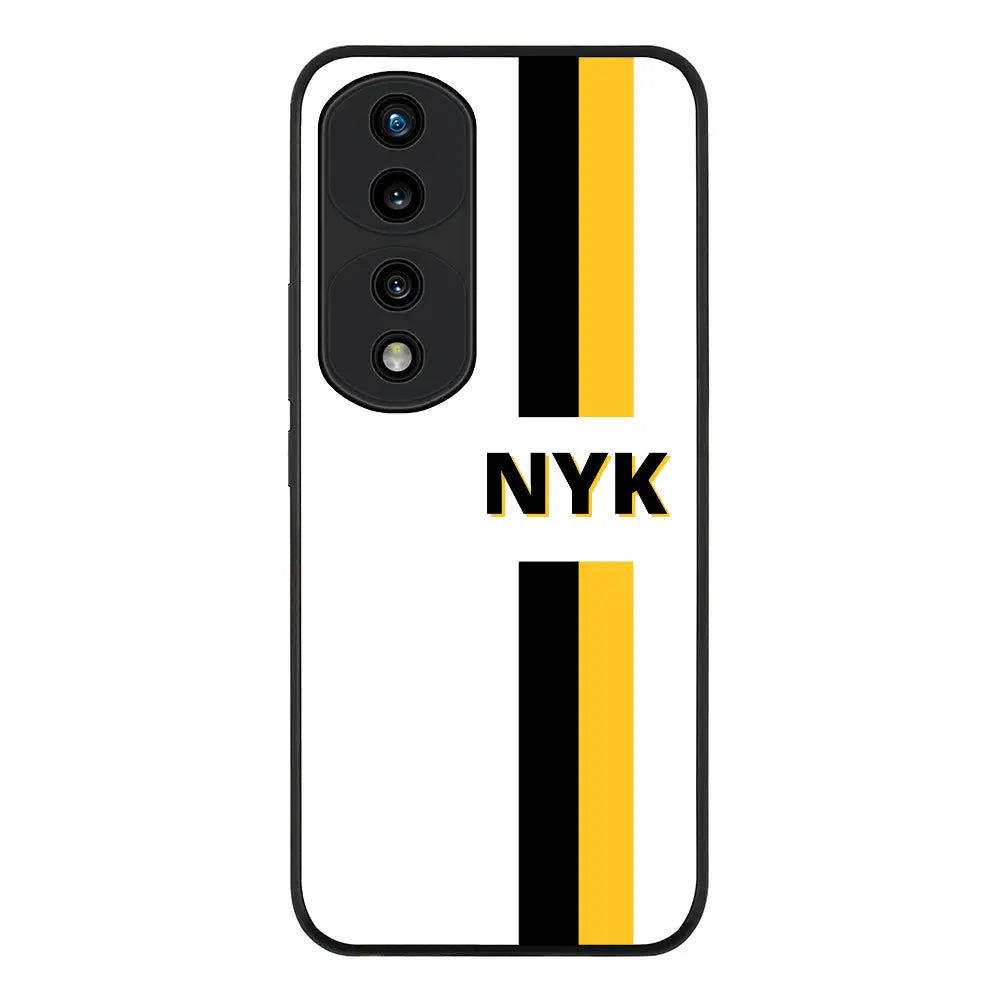 Honor 70 Pro Rugged Black Custom Striped Monogram Phone Case - Honor - Stylizedd.com