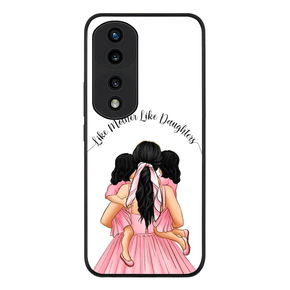 Honor 70 Pro / Rugged Black Phone Case Mother 2 daughters Custom Clipart, Text Phone Case - Honor - Stylizedd