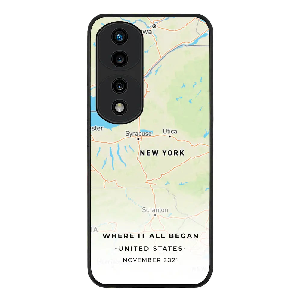 Honor 70 Pro / Rugged Black Phone Case Personalized map, Phone Case - Honor - Stylizedd