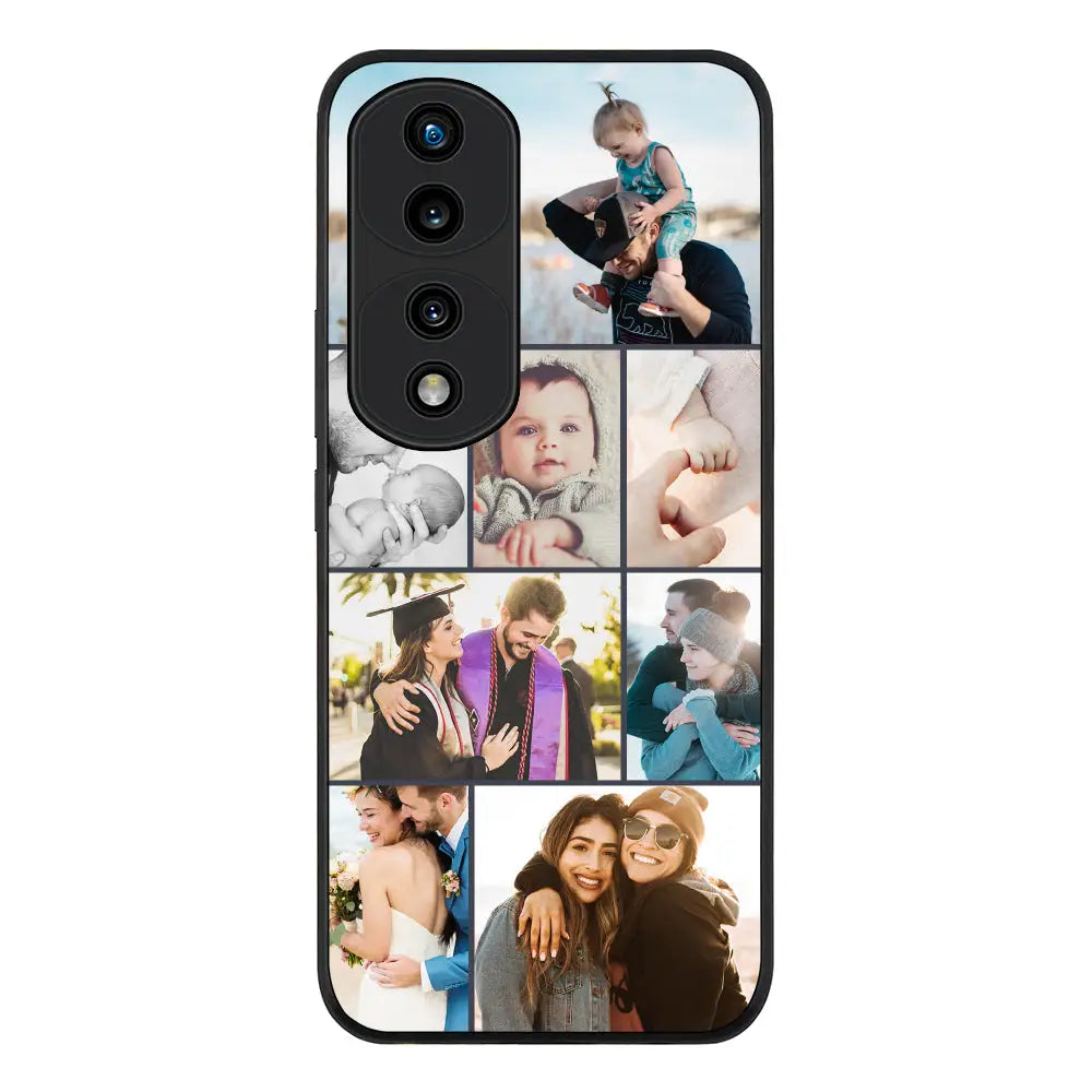 Honor 70 Pro / Rugged Black Phone Case Personalised Photo Collage Grid Phone Case - Honor - Stylizedd