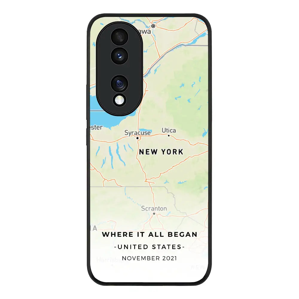 Honor 70 / Rugged Black Phone Case Personalized map, Phone Case - Honor - Stylizedd