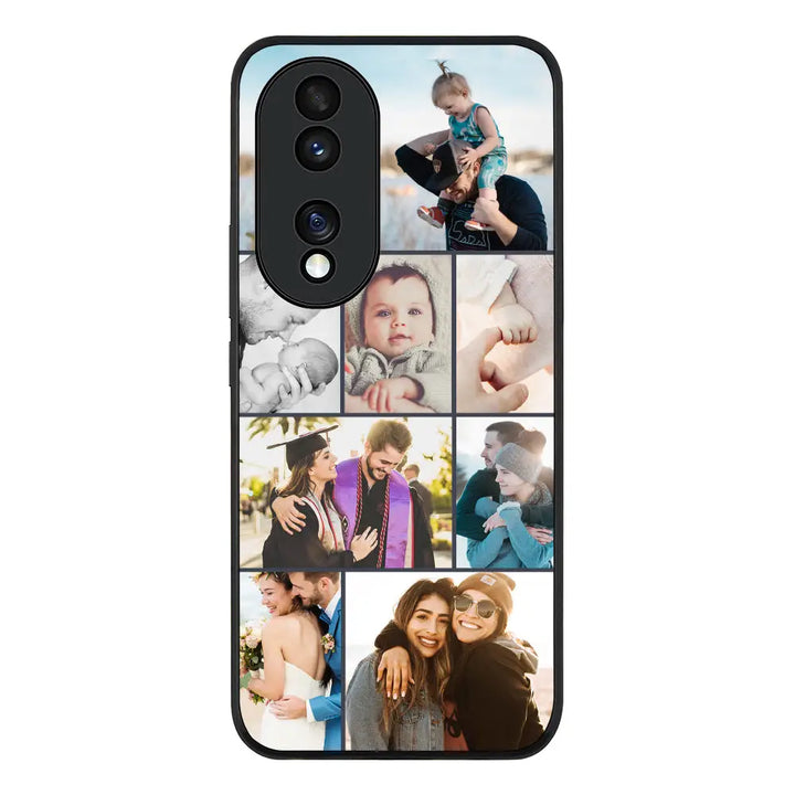 Honor 70 / Rugged Black Phone Case Personalised Photo Collage Grid Phone Case - Honor - Stylizedd