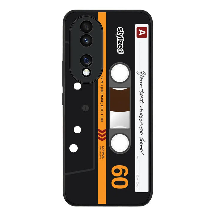 Honor 70 / Rugged Black Phone Case Custom Retro Cassette Tape Phone Case - Honor - Stylizedd