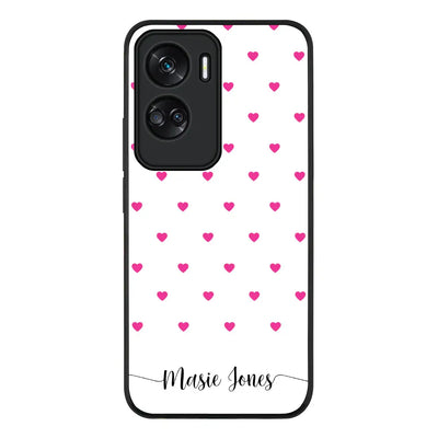 Heart Pattern Custom Text My Name Phone Case - Honor - 90 Lite 5G / X50i / Rugged Black - Stylizedd