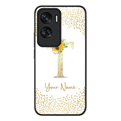 Honor 90 Lite 5G / Honor X50i 5G / Rugged Black Phone Case Floral Mandala Initial Phone Case - Honor - Stylizedd