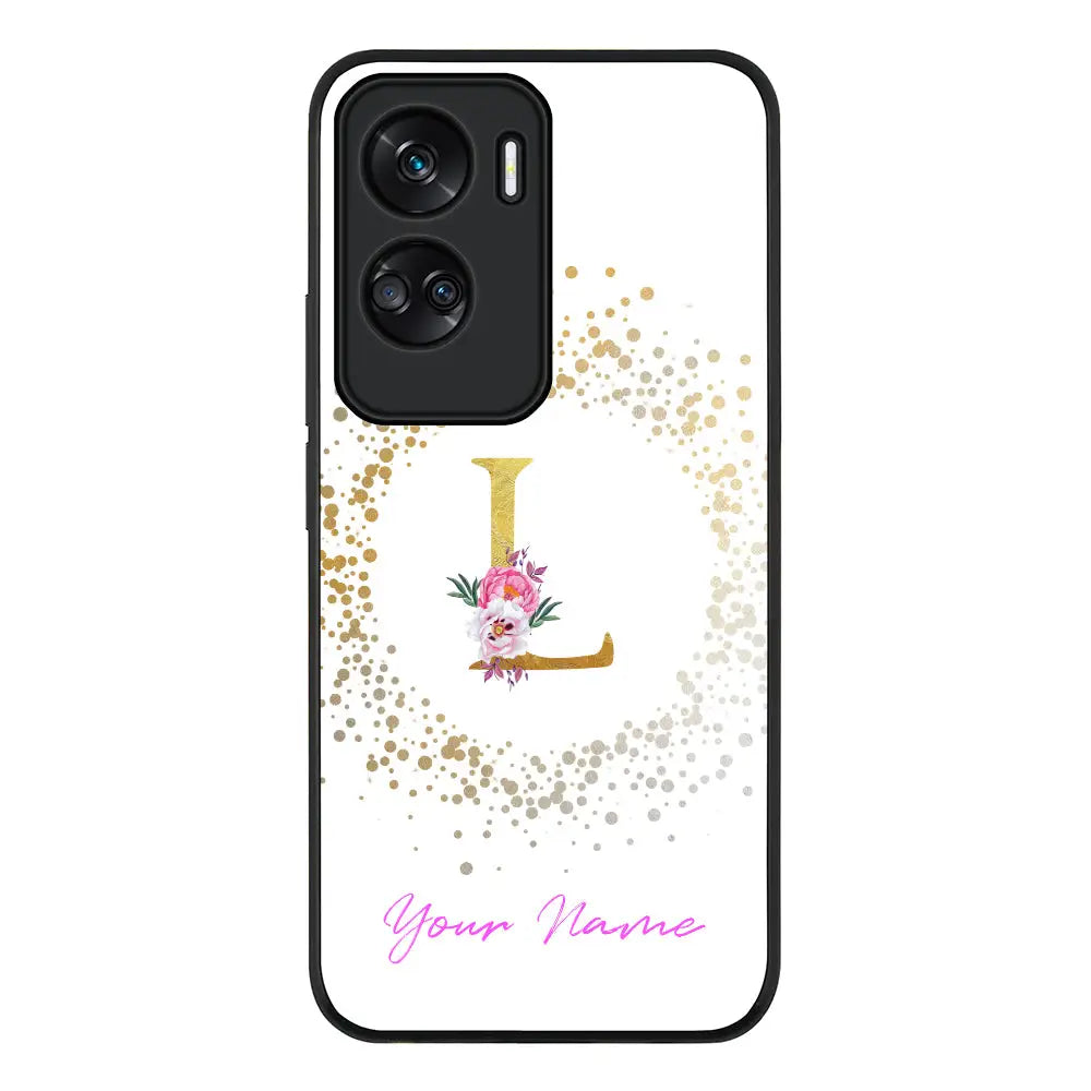 Floral Initial Phone Case - Honor - 90 Lite 5G / X50i / Rugged Black - Stylizedd