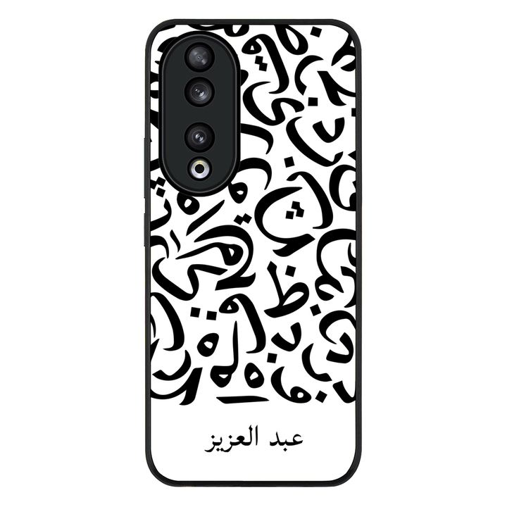 Honor 90 / Rugged Black Personalized Name Arabic Calligraphy Letters, Phone Case - Honor - Stylizedd.com