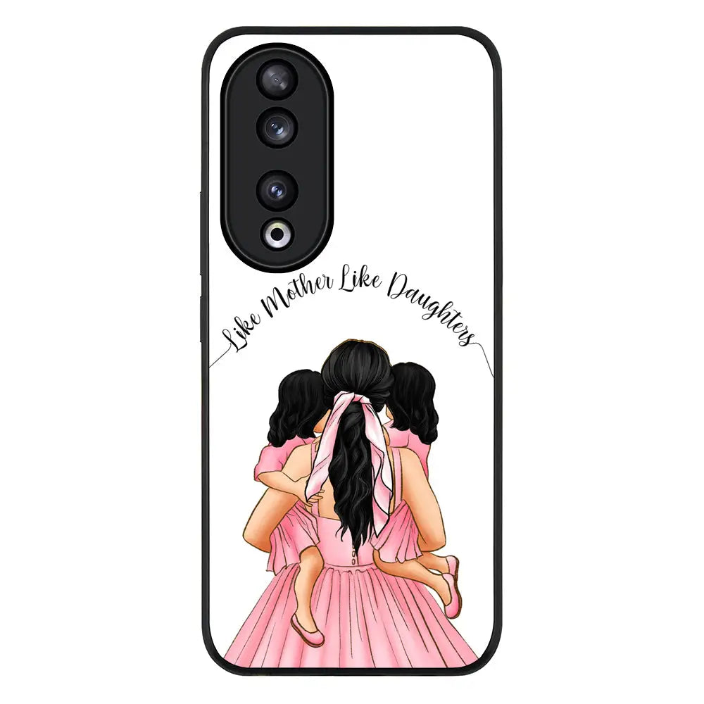 Mother 2 daughters Custom Clipart Text Phone Case - Honor - 90 / Rugged Black - Stylizedd