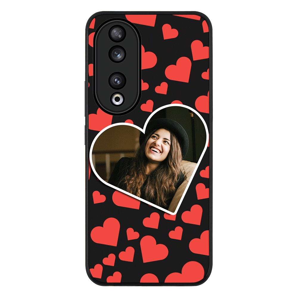 Custom Photo Heart shaped Phone Case - Honor - 90 / Rugged Black - Stylizedd