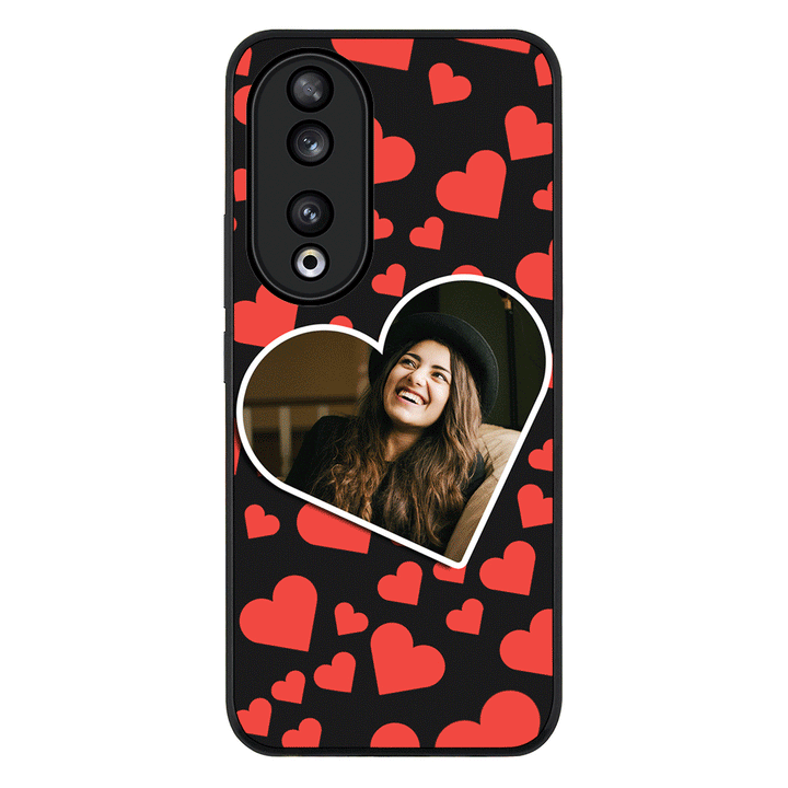 Custom Photo Heart shaped Phone Case - Honor - 90 / Rugged Black - Stylizedd