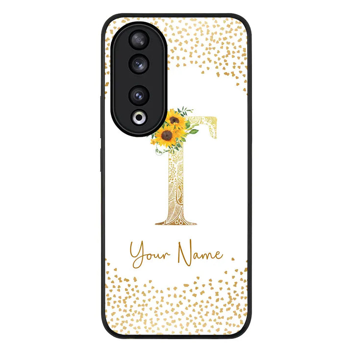 Floral Mandala Initial Phone Case - Honor - 90 / Rugged Black - Stylizedd