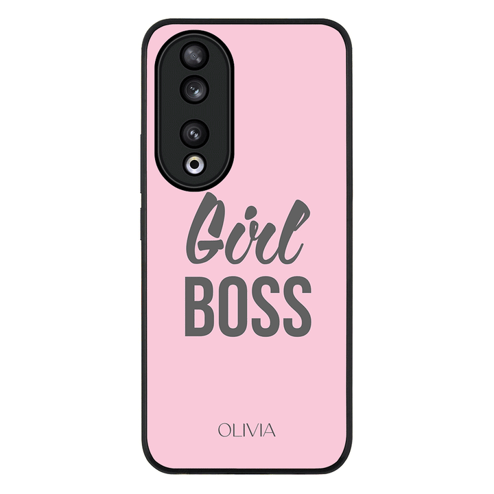 Honor 90 / Rugged Black Personalized Name Girl Boss, Phone Case - Honor - Stylizedd.com