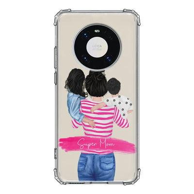 Huawei Mate 40 Pro / Clear Classic Custom Clipart Text Mother Son & Daughter Phone Case - Huawei - Stylizedd.com