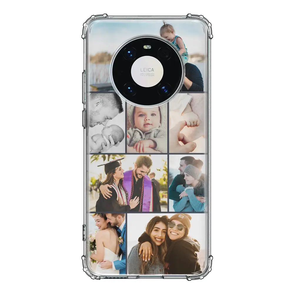 Huawei Mate 40 Pro / Clear Classic Phone Case Personalised Photo Collage Grid Phone Case - Huawei - Stylizedd