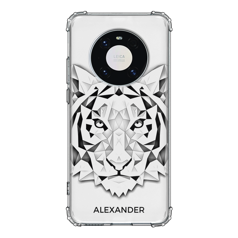 Huawei Mate 40 Pro / Clear Classic Personalized Text Low Poly Art Design Animals, Phone Case - Huawei - Stylizedd.com