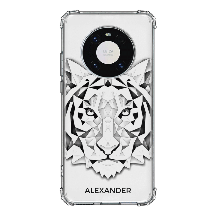 Huawei Mate 40 Pro / Clear Classic Personalized Text Low Poly Art Design Animals, Phone Case - Huawei - Stylizedd.com