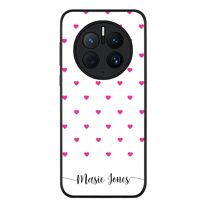 Huawei Mate 50 Pro / Rugged Black Heart Pattern Custom Text, My Name Phone Case - Huawei - Stylizedd.com