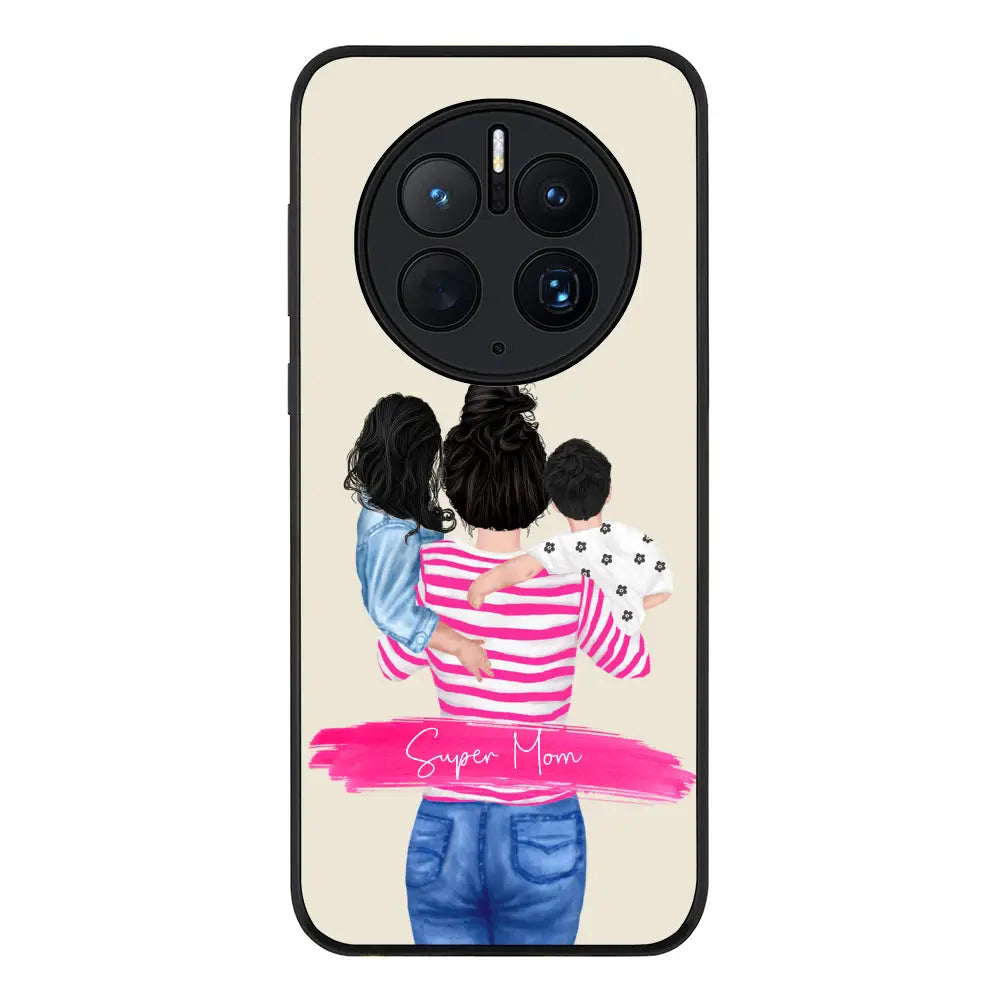 Huawei Mate 50 Pro Rugged Black Custom Clipart Text Mother Son & Daughter Phone Case - Huawei - Stylizedd.com