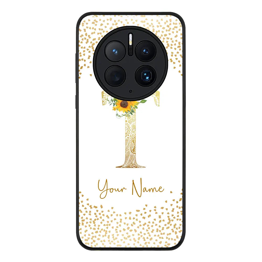 Huawei Mate 50 Pro / Rugged Black Phone Case Floral Mandala Initial Phone Case - Huawei - Stylizedd