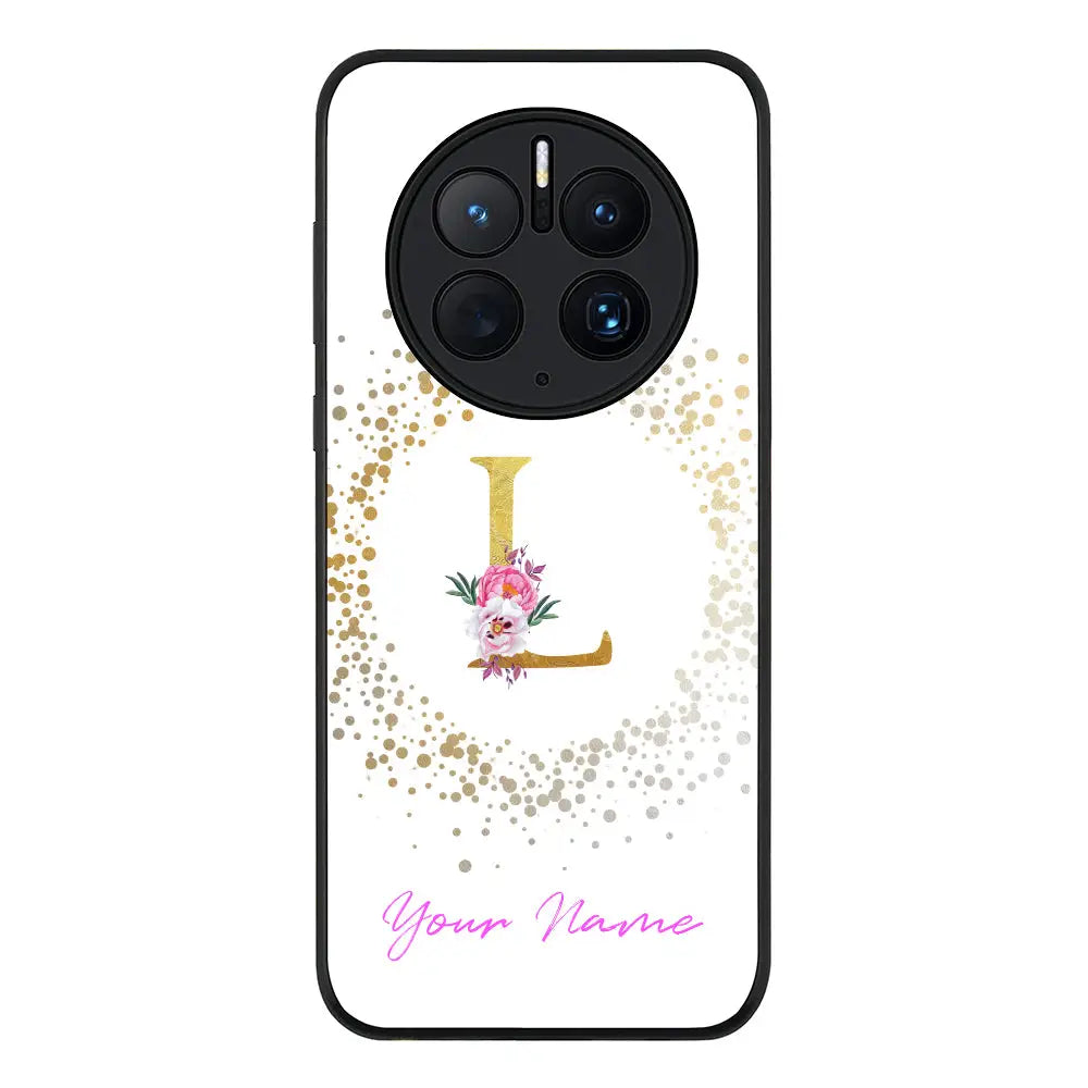 Huawei Mate 50 Pro Rugged Black Floral Initial Phone Case - Huawei - Stylizedd.com