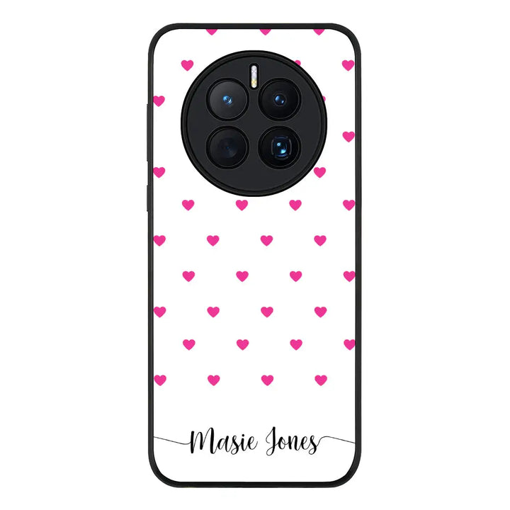 Huawei Mate 50 / Rugged Black Heart Pattern Custom Text, My Name Phone Case - Huawei - Stylizedd.com