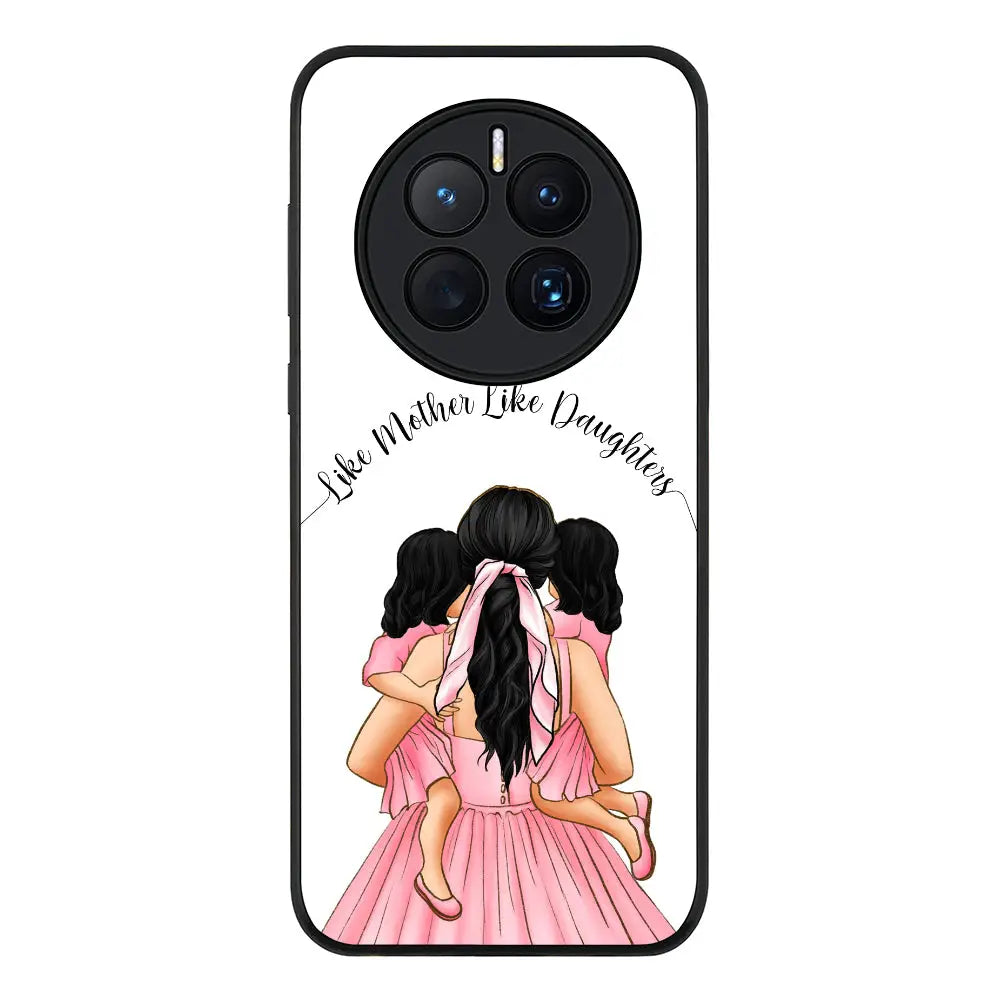 Huawei Mate 50 Rugged Black Mother 2 daughters Custom Clipart, Text Phone Case - Huawei - Stylizedd.com