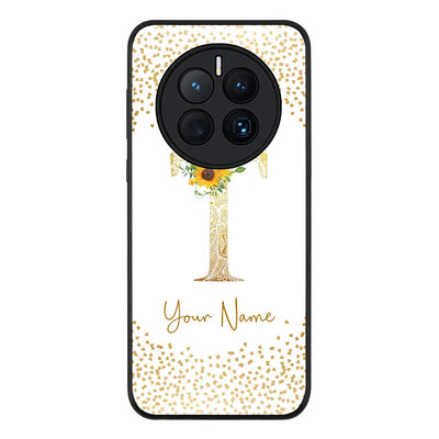 Huawei Mate 50 / Rugged Black Phone Case Floral Mandala Initial Phone Case - Huawei - Stylizedd