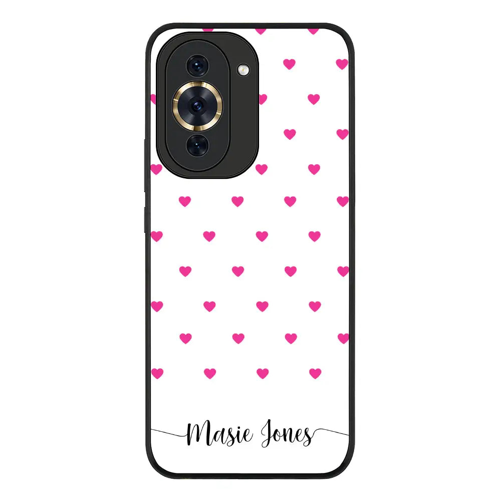 Huawei Nova 10 Pro / Rugged Black Heart Pattern Custom Text, My Name Phone Case - Huawei - Stylizedd.com