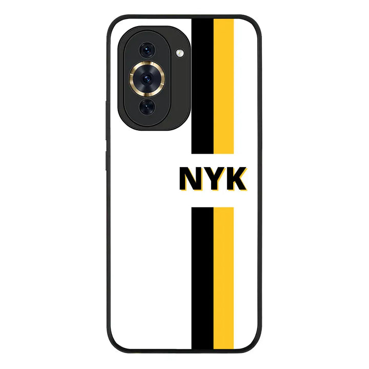 Huawei Nova 10 4G / Rugged Black Custom Striped Monogram Phone Case - Huawei - Stylizedd.com