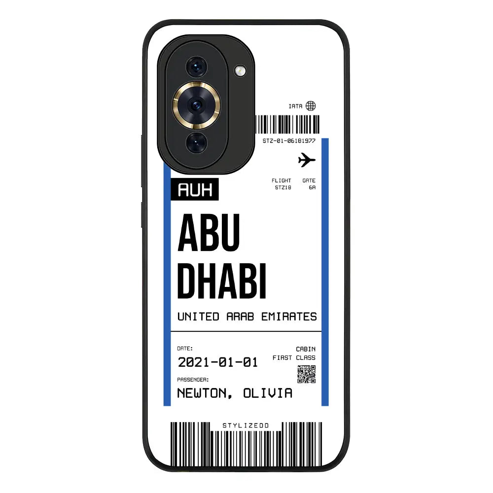 Custom Flight Boarding Pass Ticket Phone Case - Huawei - Nova 10 4G / Rugged Black - Stylizedd
