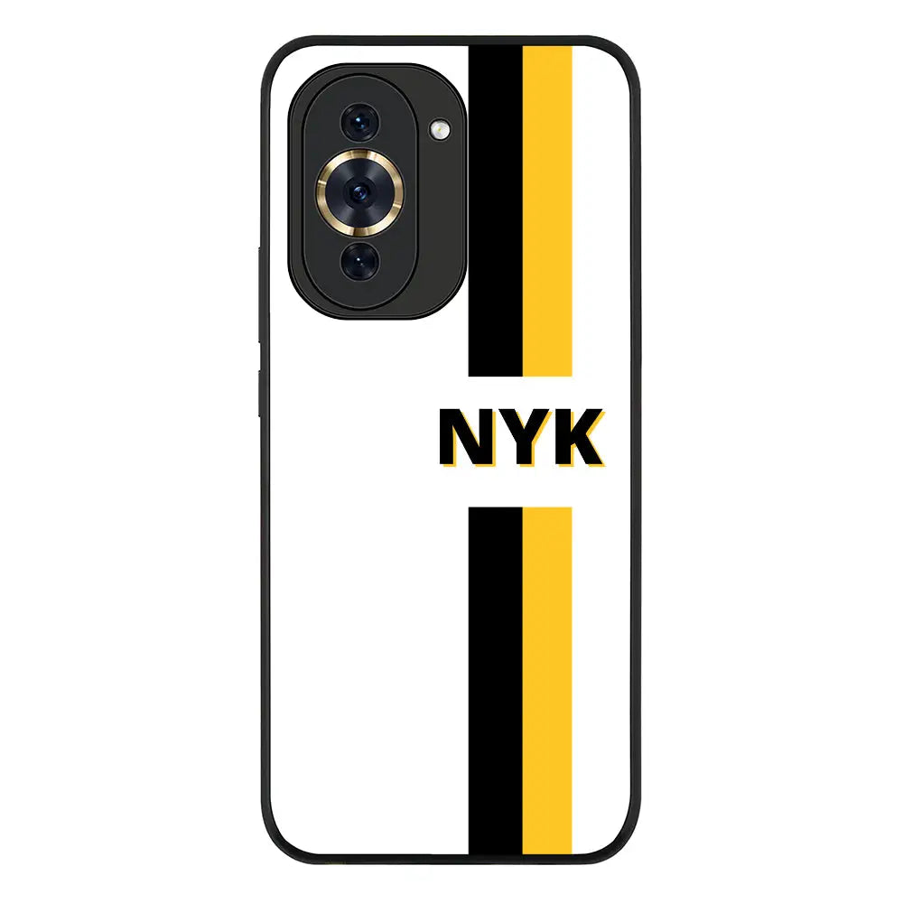 Custom Striped Monogram Phone Case - Huawei - Nova 10 4G / Rugged Black - Stylizedd