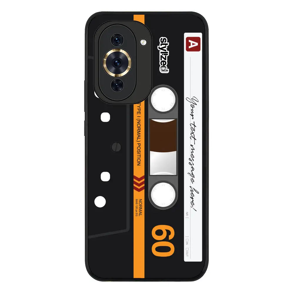 Custom Retro Cassette Tape Phone Case - Huawei - Nova 10 4G / Rugged Black - Stylizedd