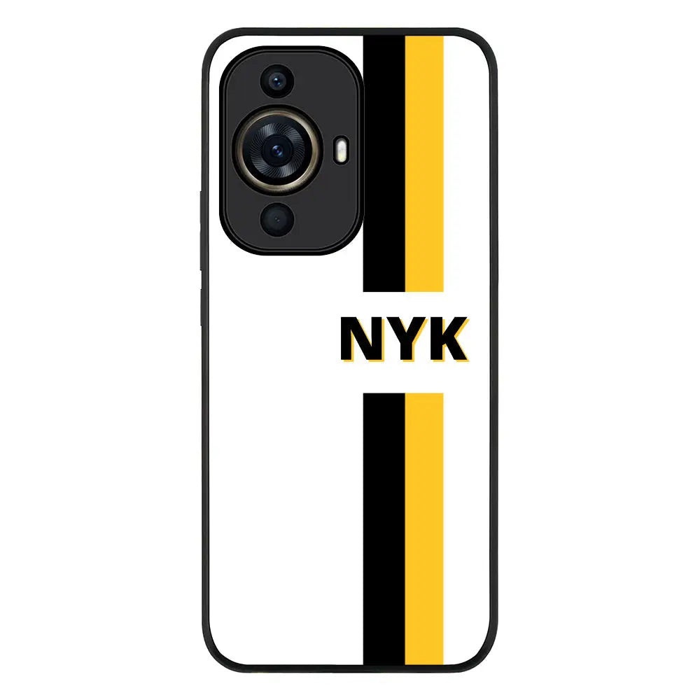 Huawei Nova 11 Pro / Rugged Black Custom Striped Monogram Phone Case - Huawei - Stylizedd.com