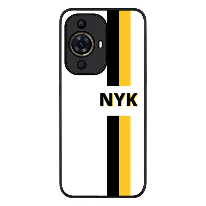 Huawei Nova 11 Pro / Rugged Black Custom Striped Monogram Phone Case - Huawei - Stylizedd.com