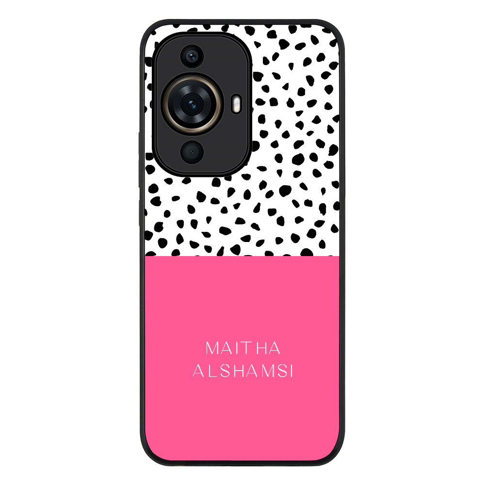 Personalized Text Colorful Spotted Dotted Phone Case - Huawei - Nova 11 Pro / Rugged Black -