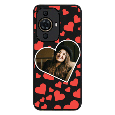 Custom Photo Heart shaped Phone Case - Huawei - Nova 11 Pro / Rugged Black - Stylizedd